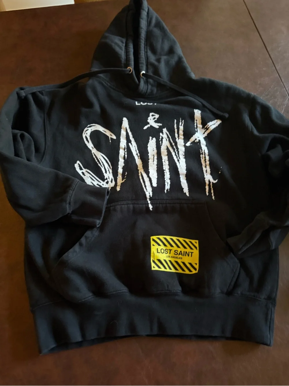 Men’s Black Hoodie with Bold White Logo